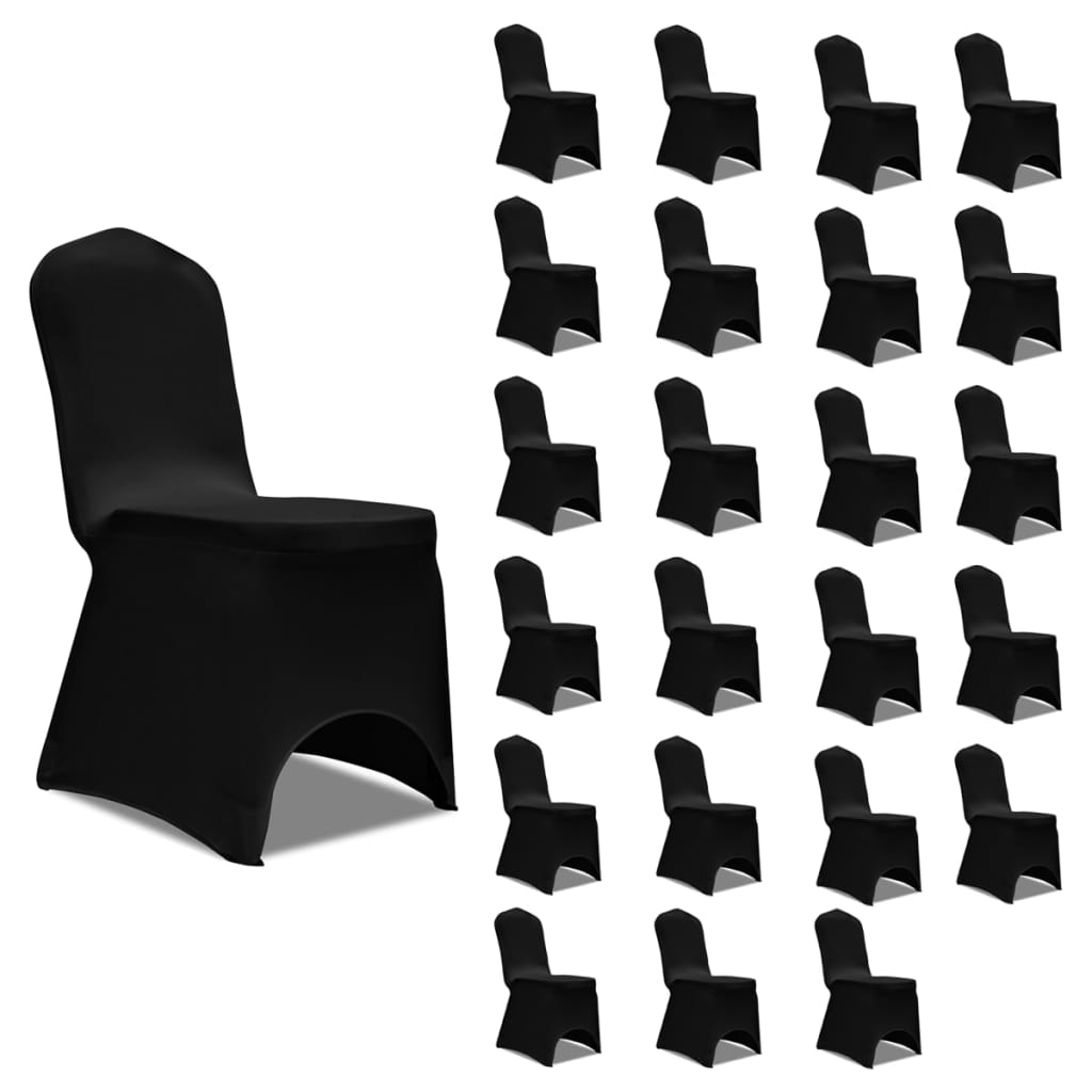 vidaXL Elastyczne pokrowce na krzesła, czarne, 24 szt.