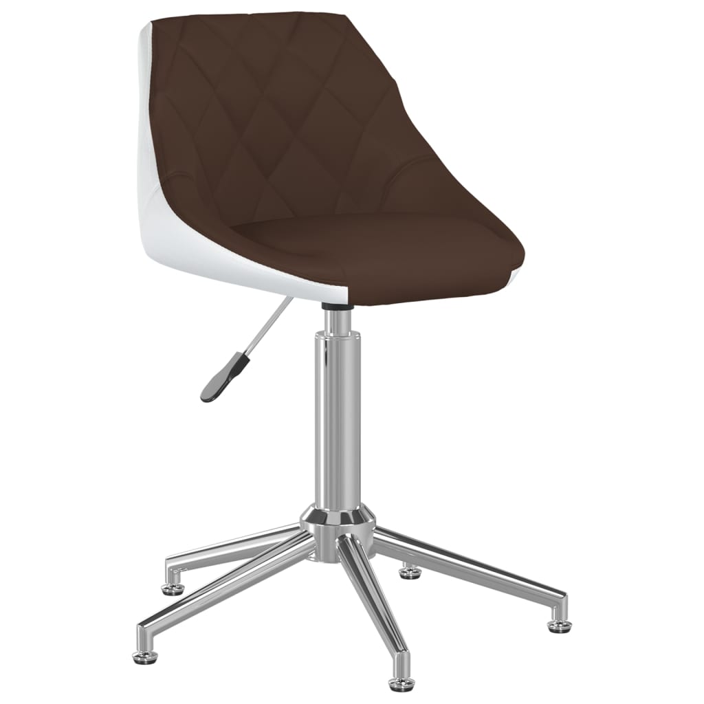 vidaXL Obrotowe krzesła stołowe, 4 szt., brązowo-białe, sztuczna skóra