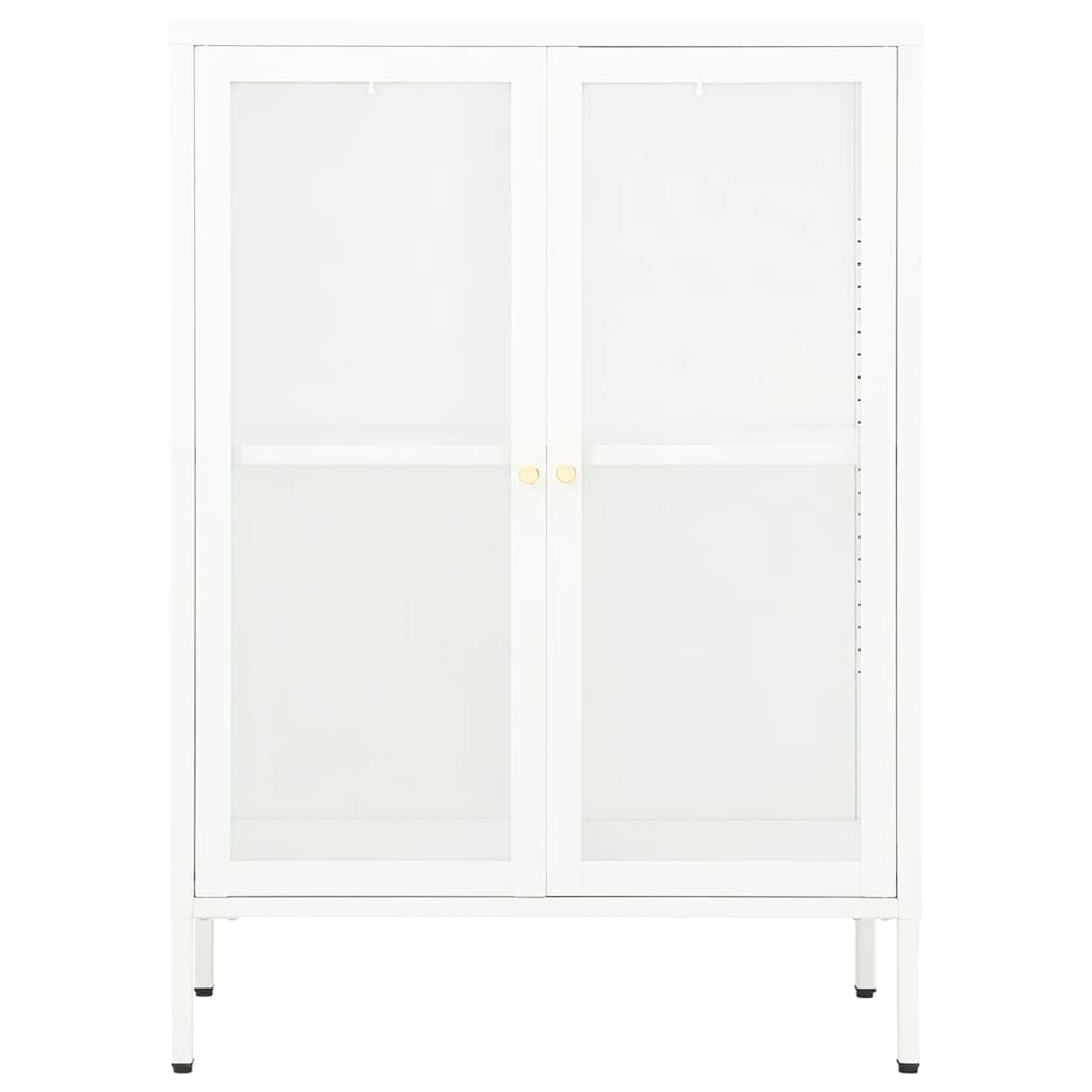 vidaXL Szafka boczna, biała, 75x35x105 cm, stal i szkło