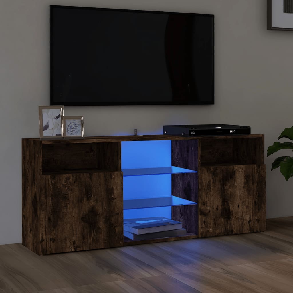vidaXL Szafka TV z oświetleniem LED, przydymiony dąb, 120x30x50 cm