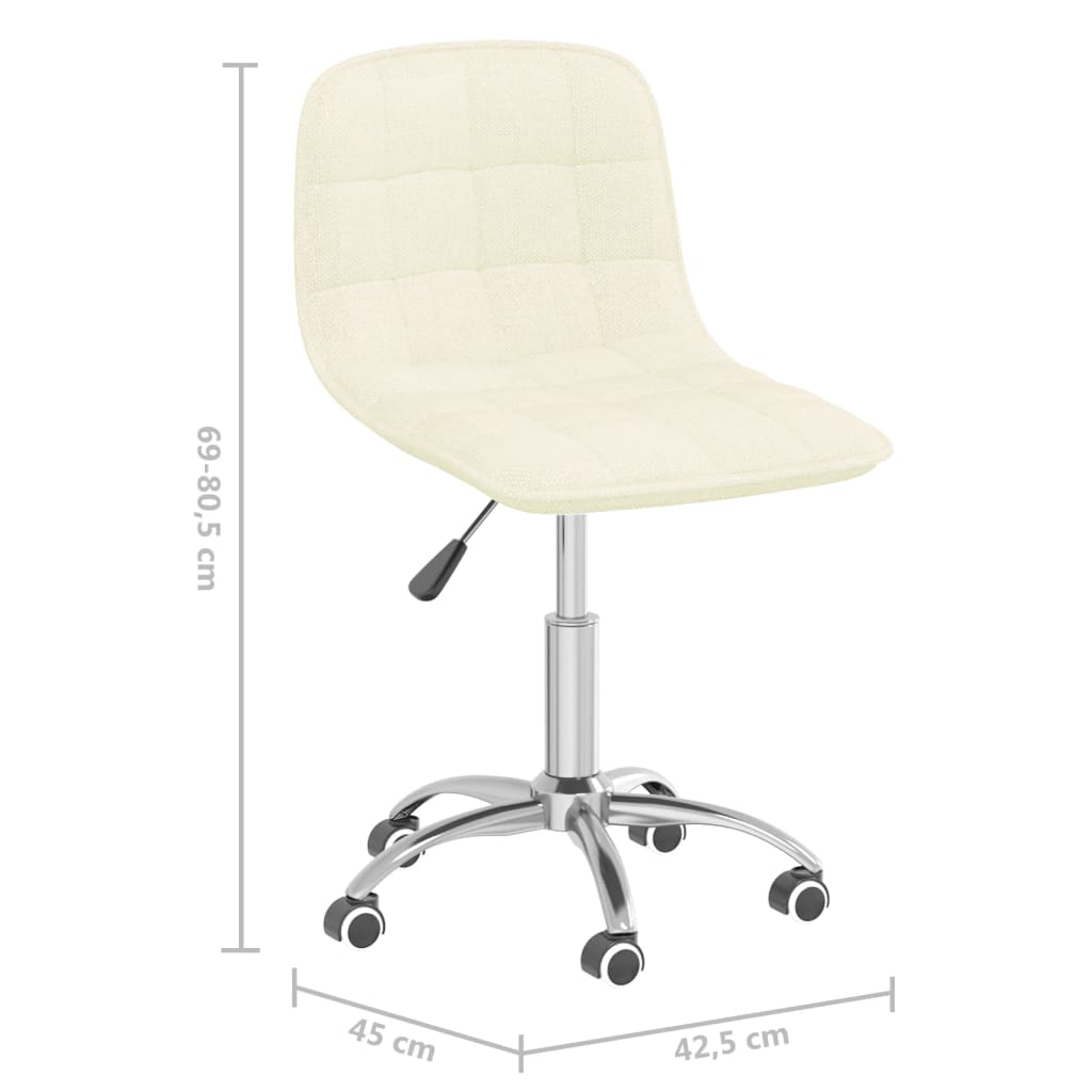 vidaXL Obrotowe krzesła stołowe, 6 szt., kremowe, obite tkaniną