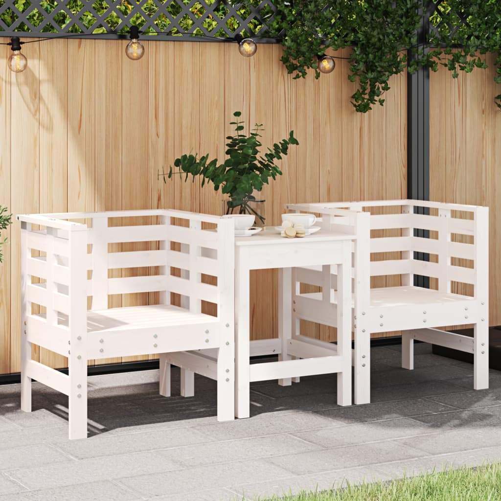 vidaXL Krzesła ogrodowe, 2 szt., białe, 61,5x53x71 cm, drewno sosnowe
