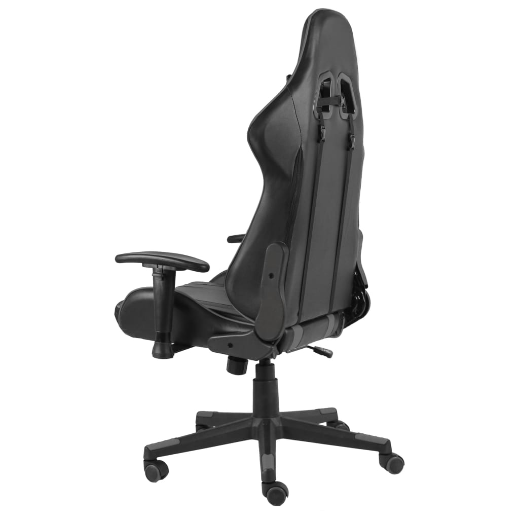 vidaXL Obrotowy fotel gamingowy, szary, PVC
