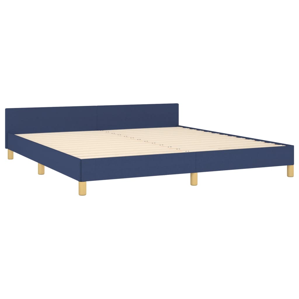 vidaXL Rama łóżka z zagłówkiem, niebieska, 180x200 cm, obita tkaniną