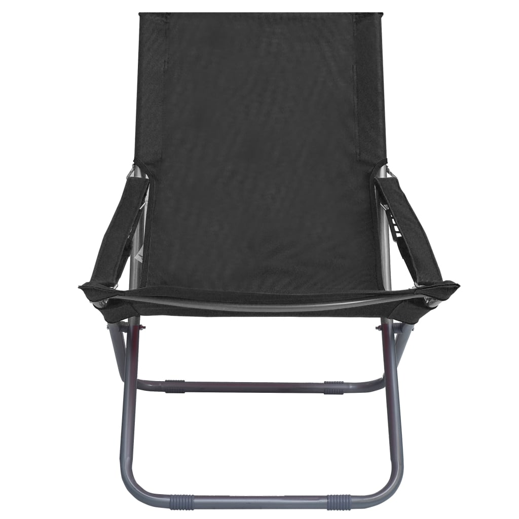 vidaXL Składane krzesła plażowe, 2 szt., tkanina, czarne