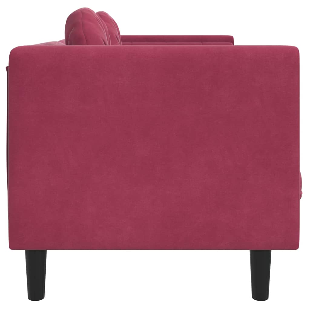 vidaXL Sofa z poduszkami, 2-osobowa, czerwone wino, aksamitna
