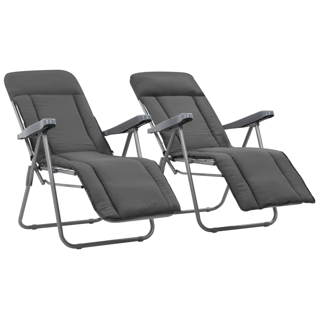 vidaXL Składane krzesła ogrodowe z poduszkami, 2 szt., szare