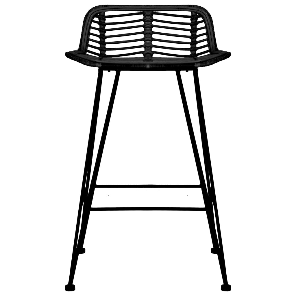 vidaXL Krzesła barowe, 2 szt., czarne, rattanowe