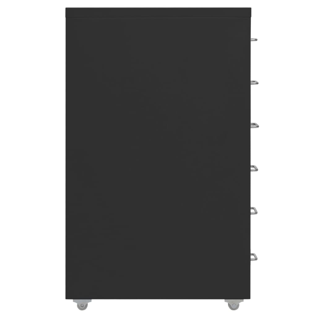 vidaXL Mobilna szafka kartotekowa, czarna, 28x41x69 cm, metalowa