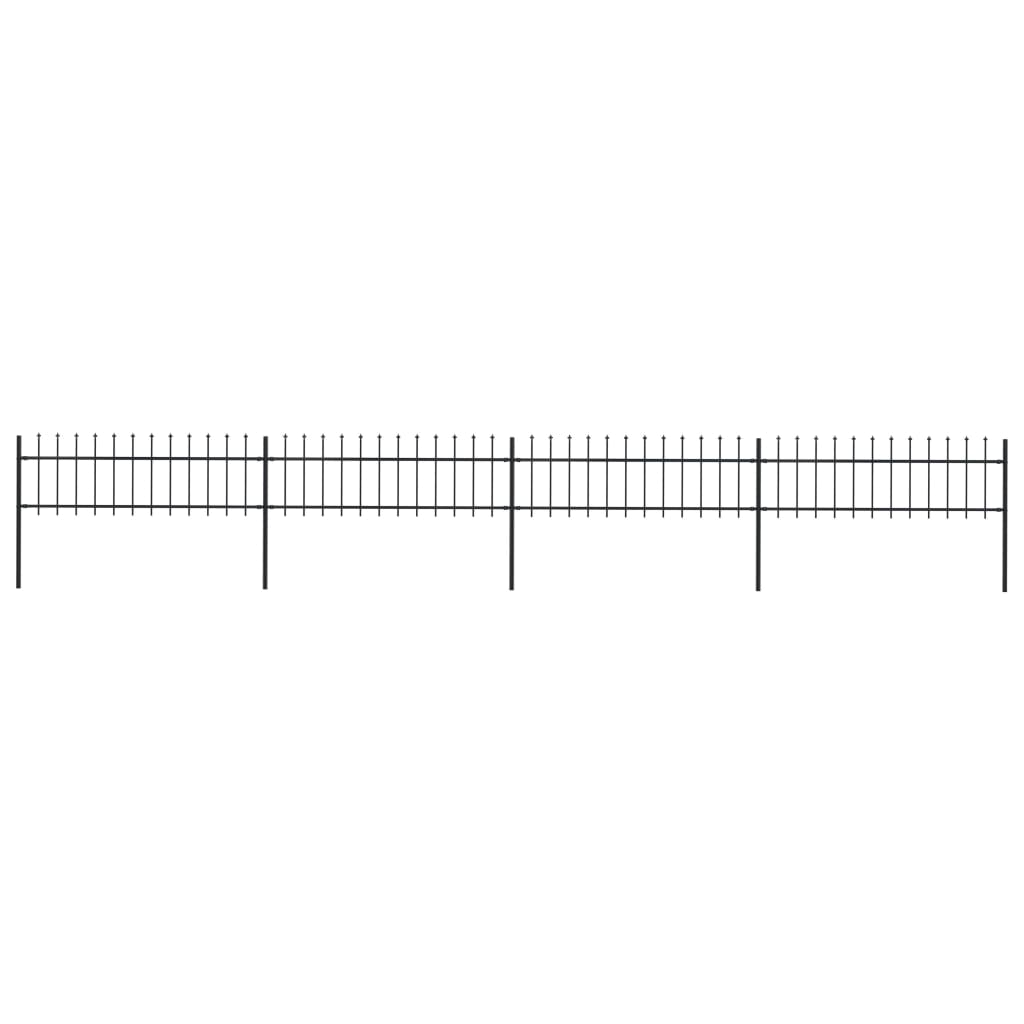 vidaXL Ogrodzenie z prętów z grotami, stalowe, 6,8 x 0,6 m, czarne