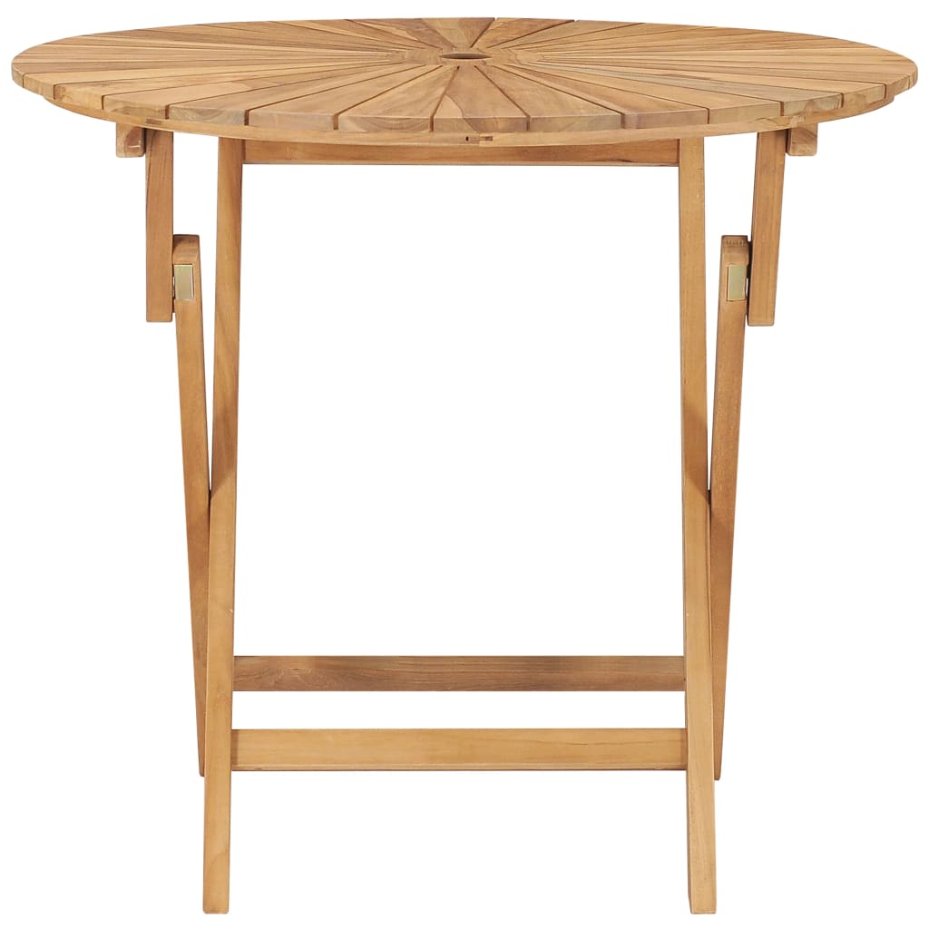 vidaXL Składany stół ogrodowy, Ø 85 cm, lite drewno tekowe