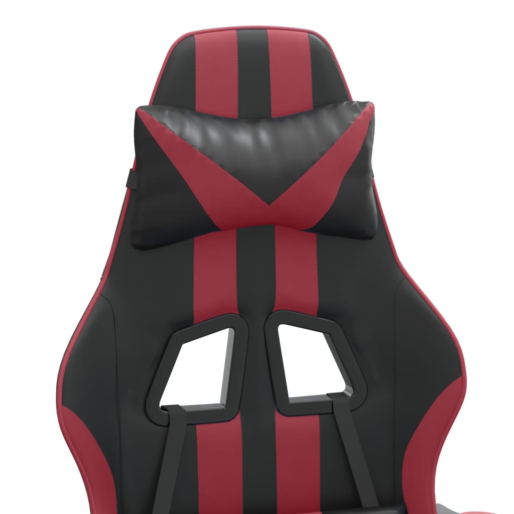 vidaXL Fotel gamingowy z podnóżkiem, czarny i wino, sztuczna skóra