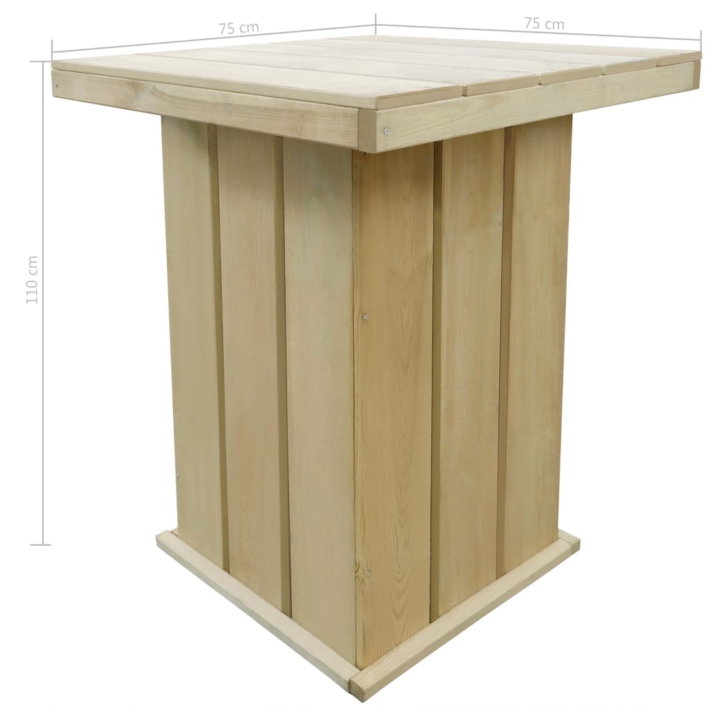 vidaXL Stolik barowy, 75x75x110 cm, impregnowane drewno