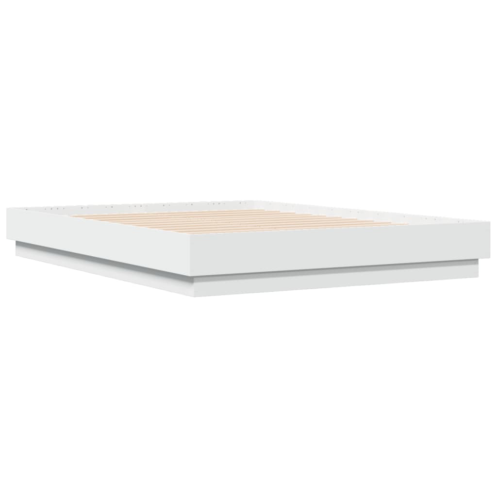 vidaXL Rama łóżka z oświetleniem LED, biała, 135x190 cm