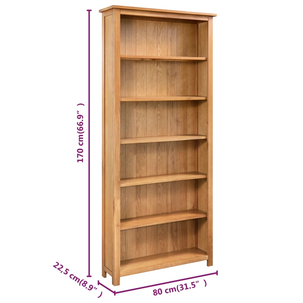 vidaXL 6-poziomowy regał na książki, 80 x 22,5 x 170 cm, drewno dębowe