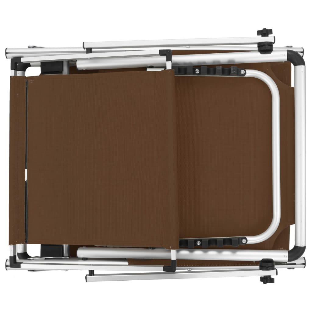 vidaXL Składany leżak z daszkiem, aluminium i textilene, brązowy