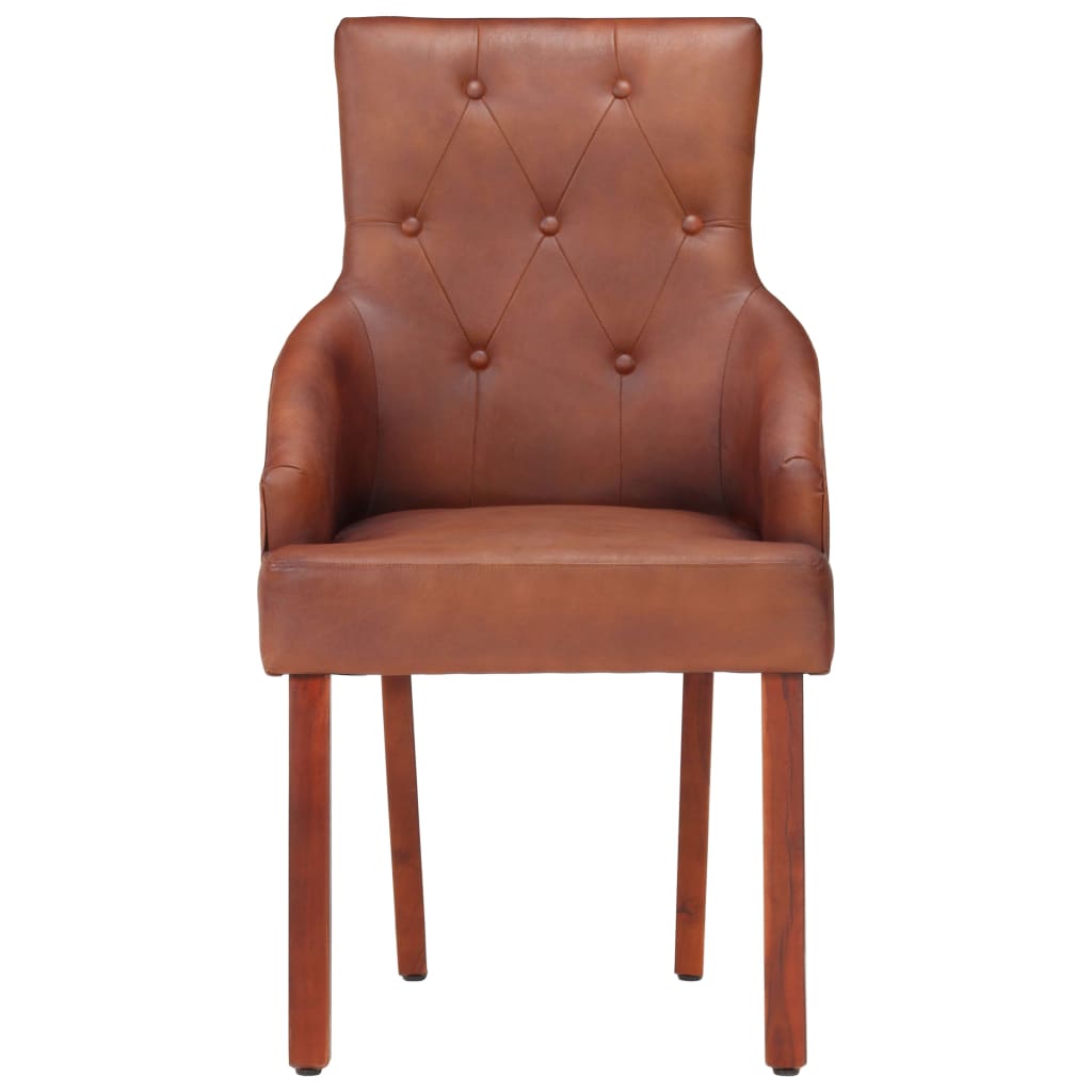 vidaXL Krzesła stołowe, 4 szt., brązowe, naturalna kozia skóra