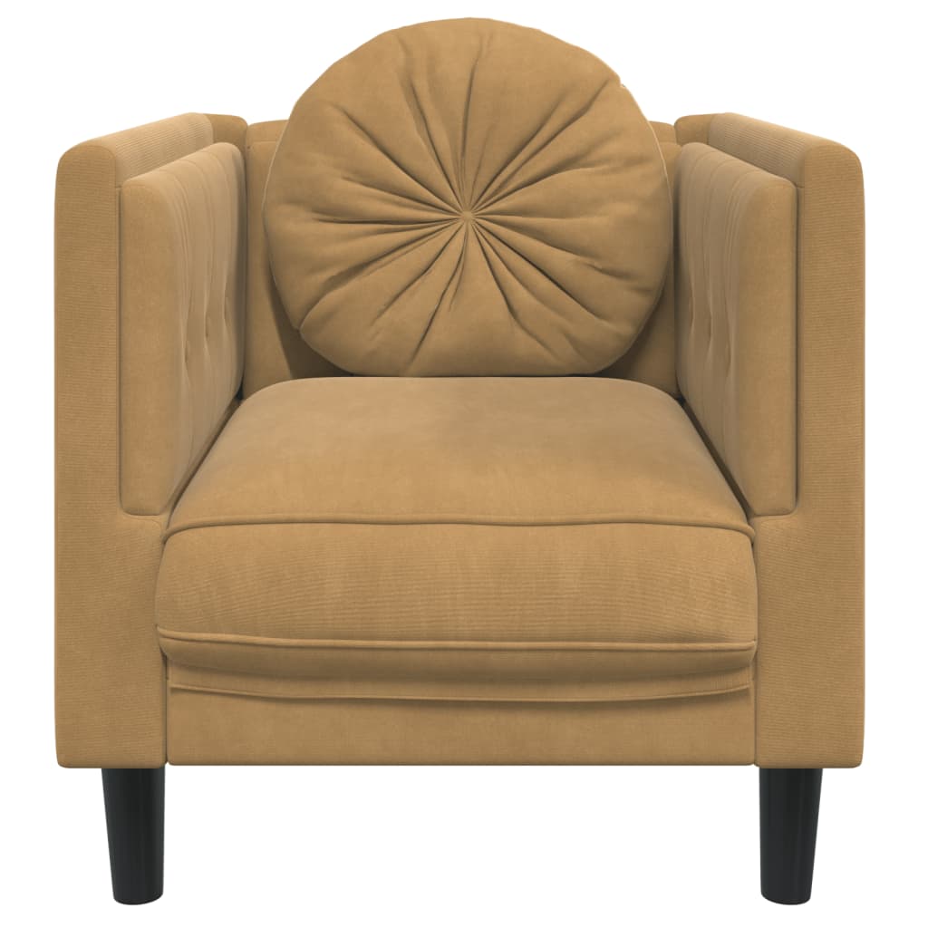 vidaXL Fotel z poduszkami, brązowy, aksamit