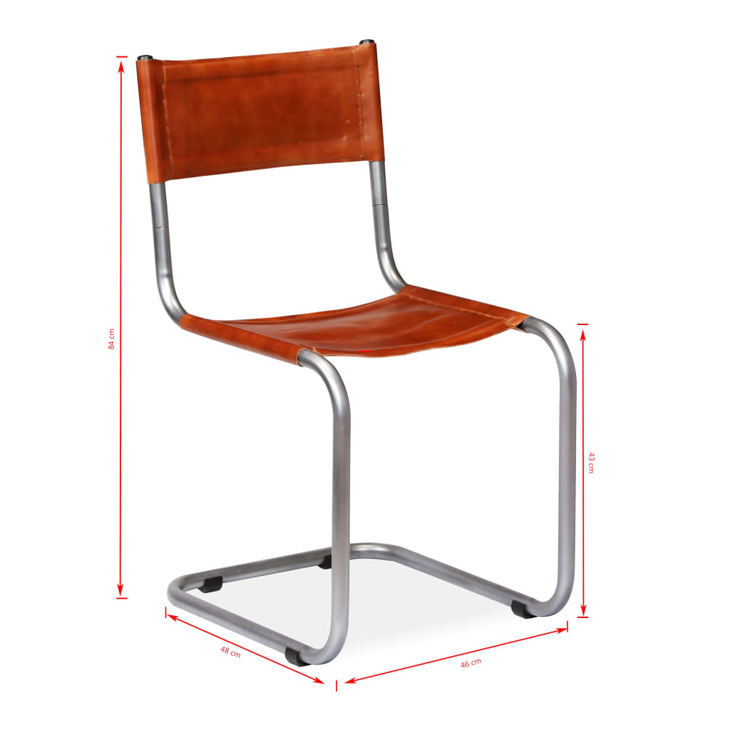 vidaXL Krzesła stołowe, 6 szt., brązowe, skóra naturalna