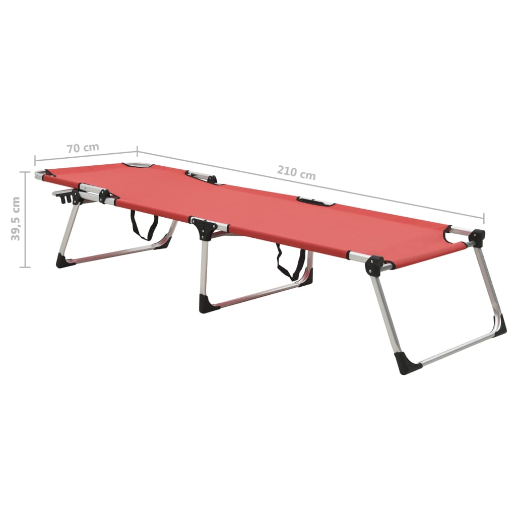 vidaXL Wysoki leżak dla seniora, składany, czerwony, aluminiowy