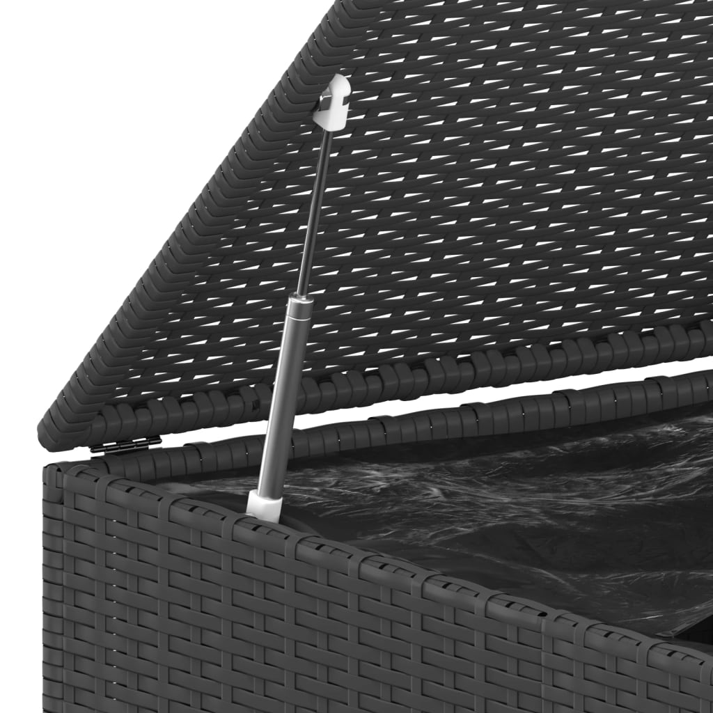 vidaXL Skrzynia na poduszki ogrodowe, rattan PE, 145x100x103cm, czarna