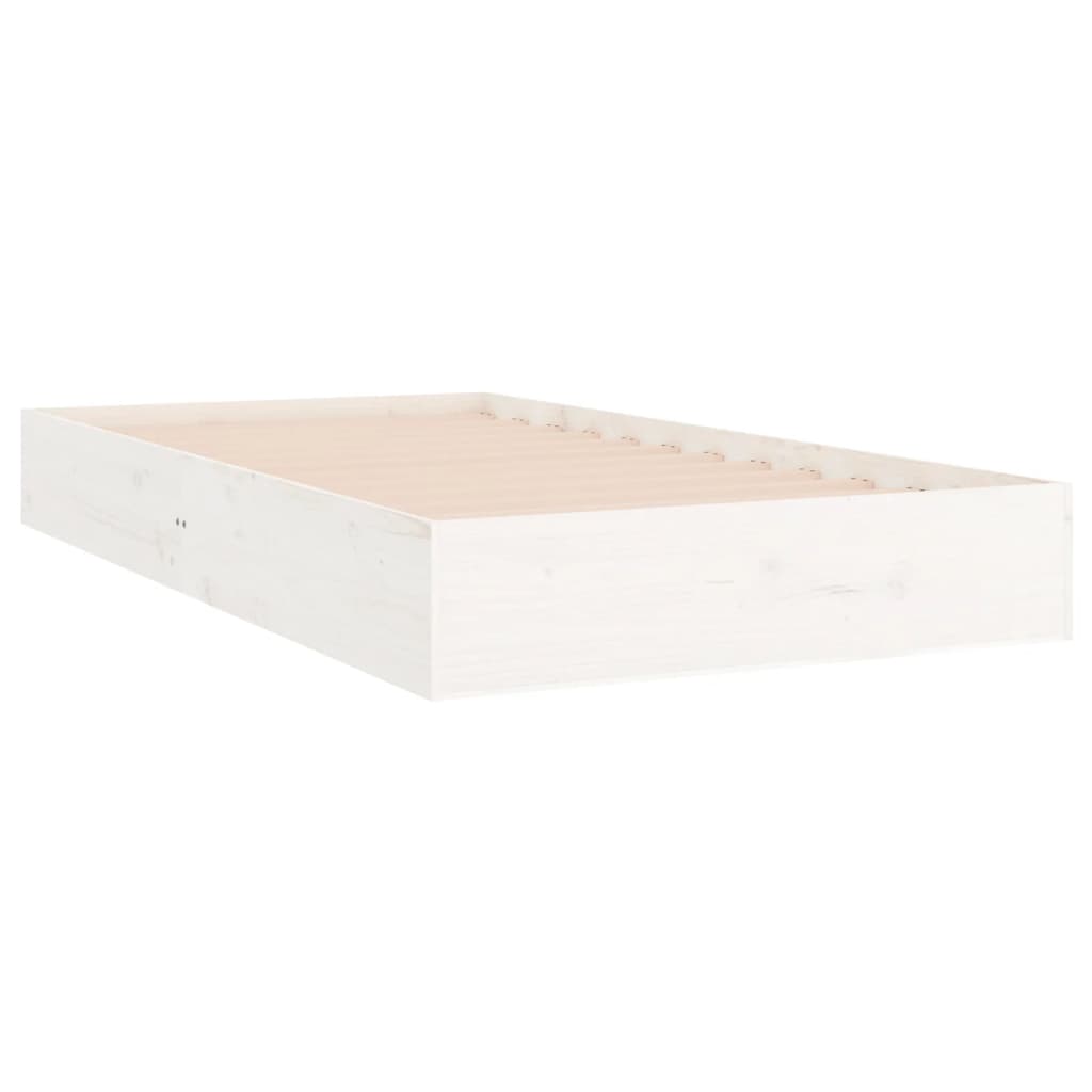 vidaXL Rama łóżka, biała, lite drewno, 90 x 200 cm