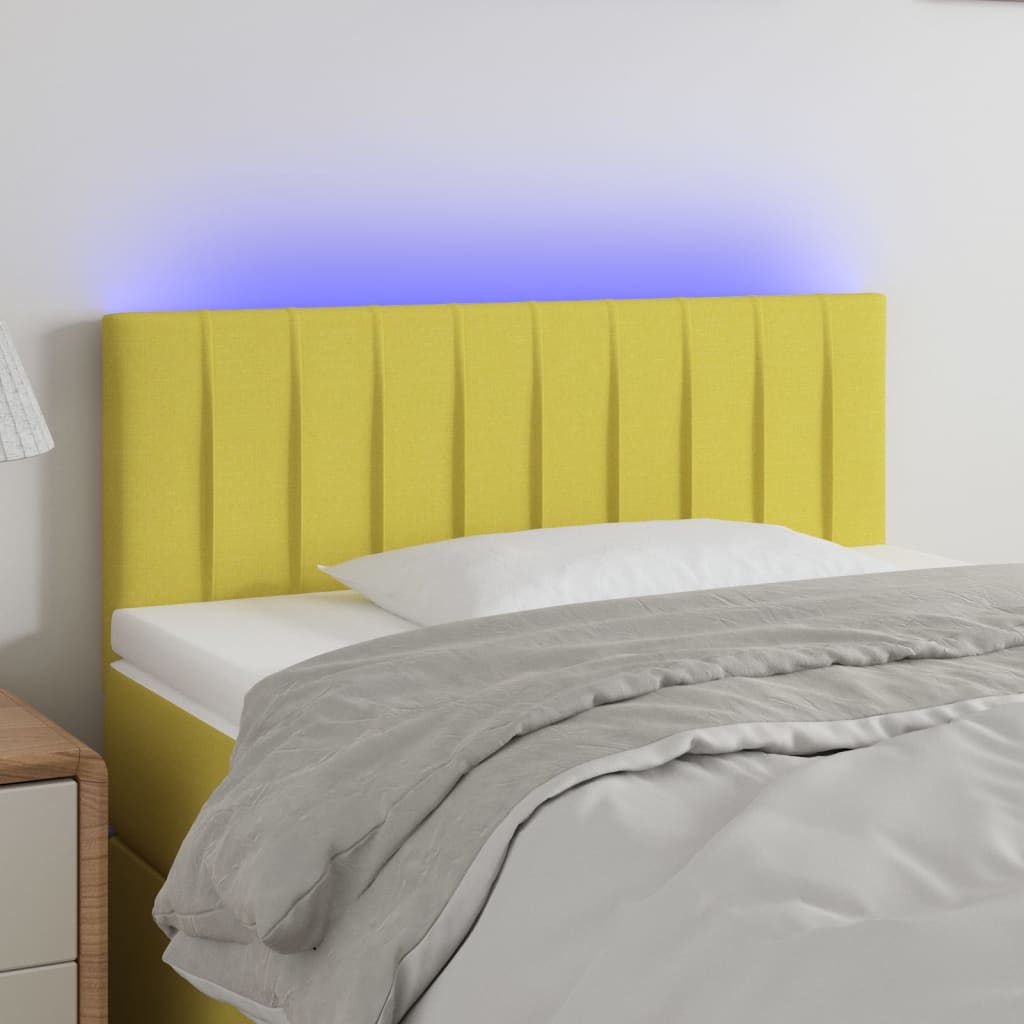 vidaXL Zagłówek do łóżka z LED, zielony, 80x5x78/88 cm, tkanina