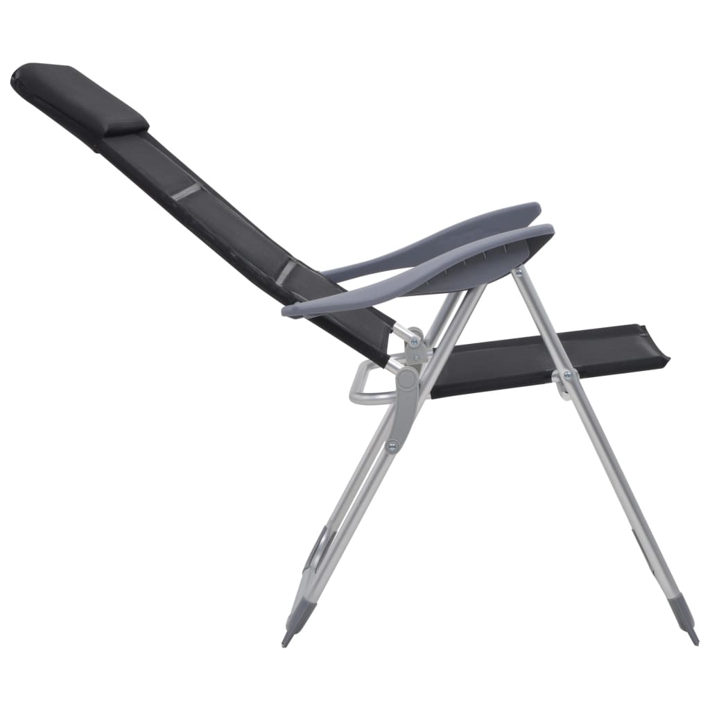 vidaXL Krzesła turystyczne, 2 szt., 58x69x111 cm, aluminium, czarne