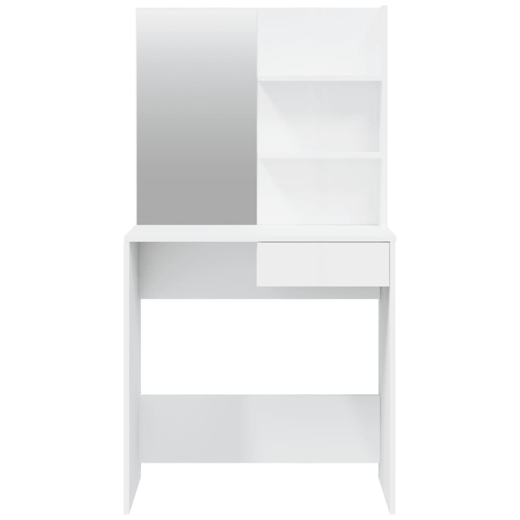 vidaXL Toaletka z lustrem, biała, wysoki połysk, 74,5x40x141 cm