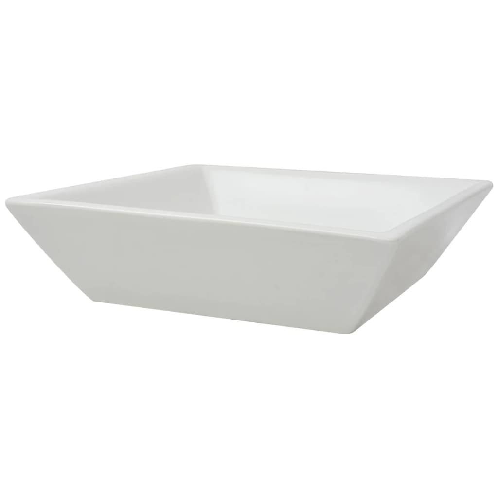 vidaXL Umywalka ceramiczna, kwadratowa 41,5 x 41,5 x 12 cm, biała