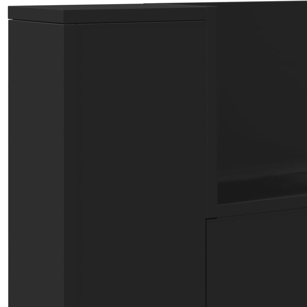 vidaXL Zagłówek z półką i oświetleniem LED, czarny, 140x16,5x103,5 cm
