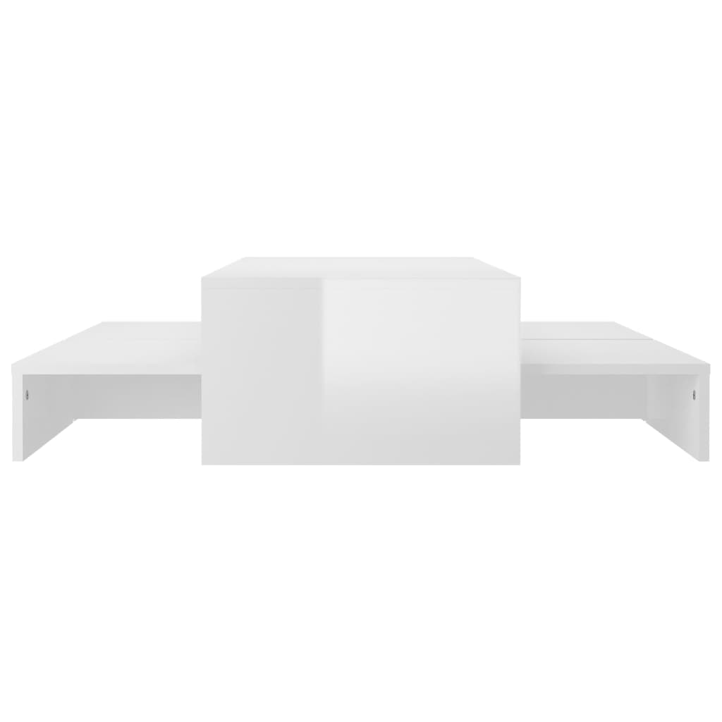 vidaXL Wsuwane stoliki kawowe, białe z połyskiem, 100x100x26,5 cm