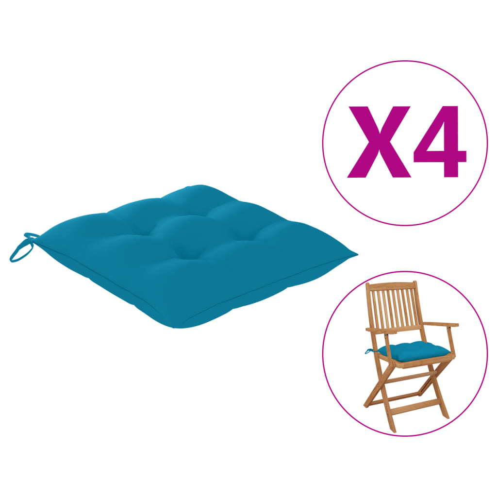 vidaXL Poduszki na krzesła, 4 szt., 40x40x8 cm, niebieskie