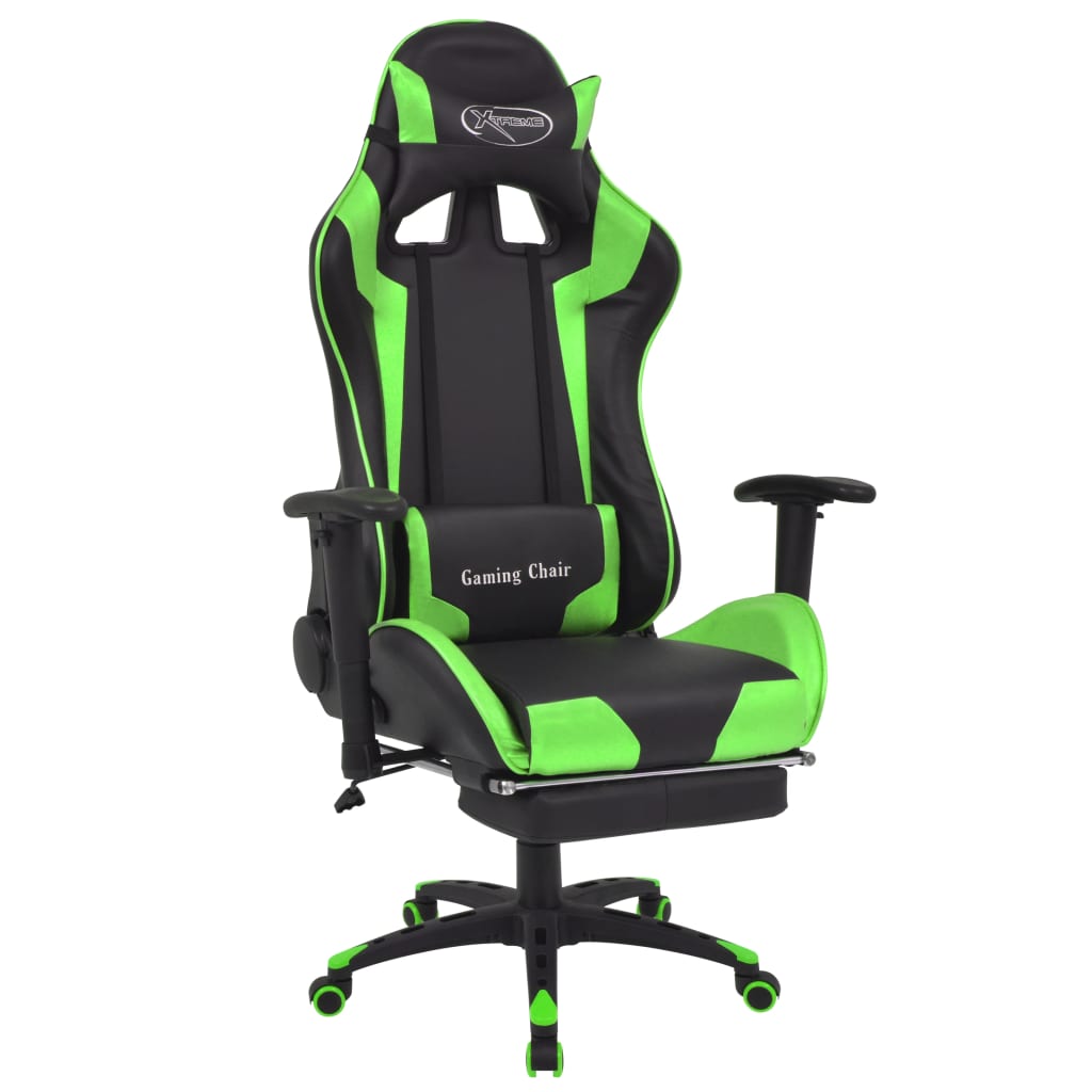 vidaXL Regulowane krzesło biurowe z podnóżkiem, zielone