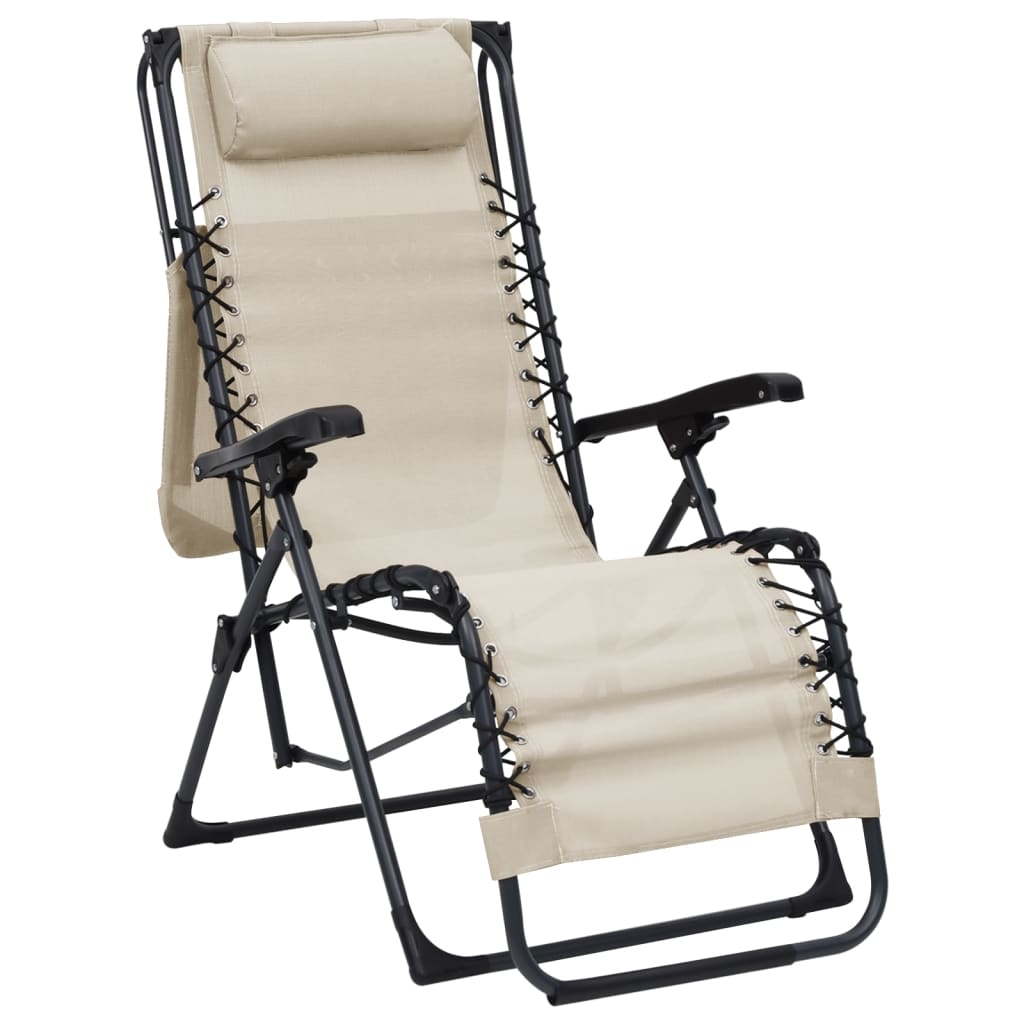 vidaXL Składane krzesła tarasowe, 2 szt., tworzywo textilene, kremowe