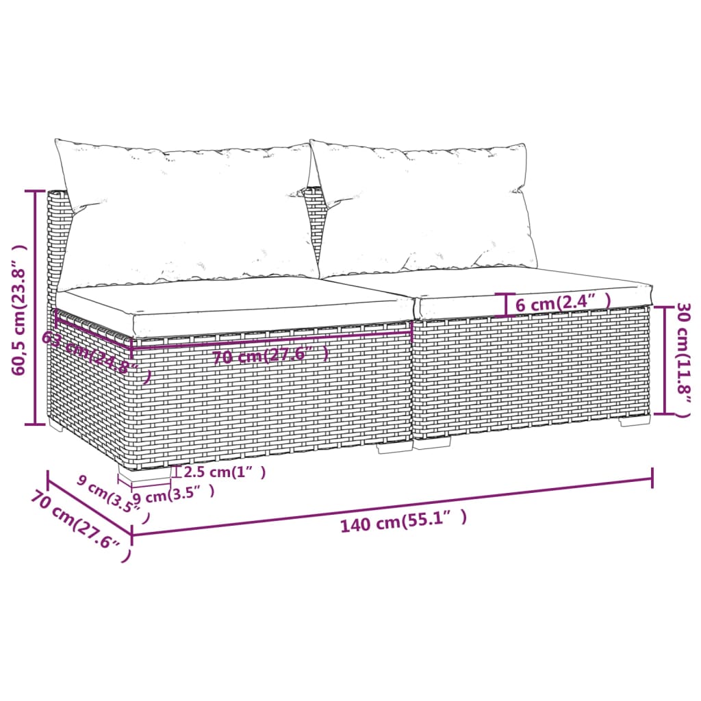 vidaXL 2-cz. zestaw wypoczynkowy do ogrodu, poduszki, rattan PE, szary
