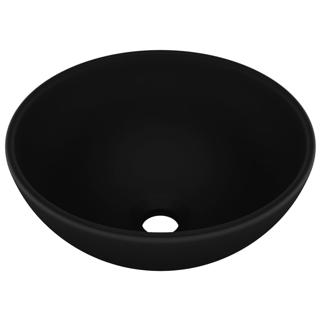 vidaXL Okrągła umywalka łazienkowa, matowa czerń, 32,5x14 cm, ceramika