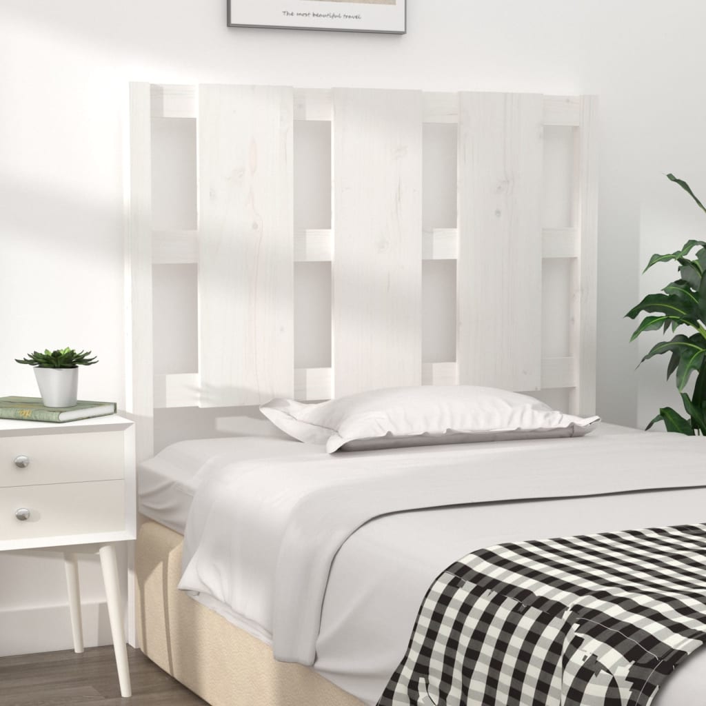 vidaXL Wezgłowie łóżka, białe, 95,5x4x100 cm, lite drewno sosnowe