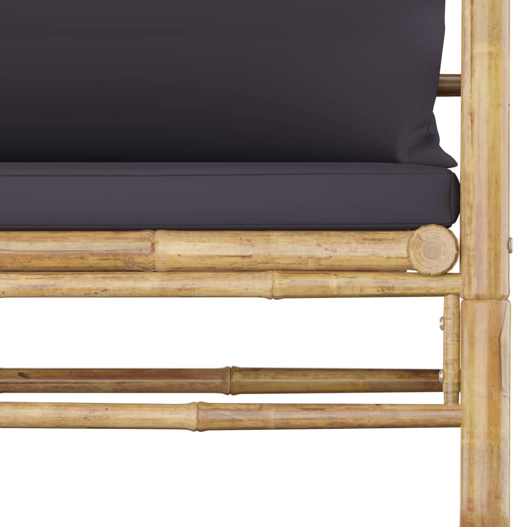 vidaXL Sofa ogrodowa z ciemnoszarymi poduszkami, bambusowa