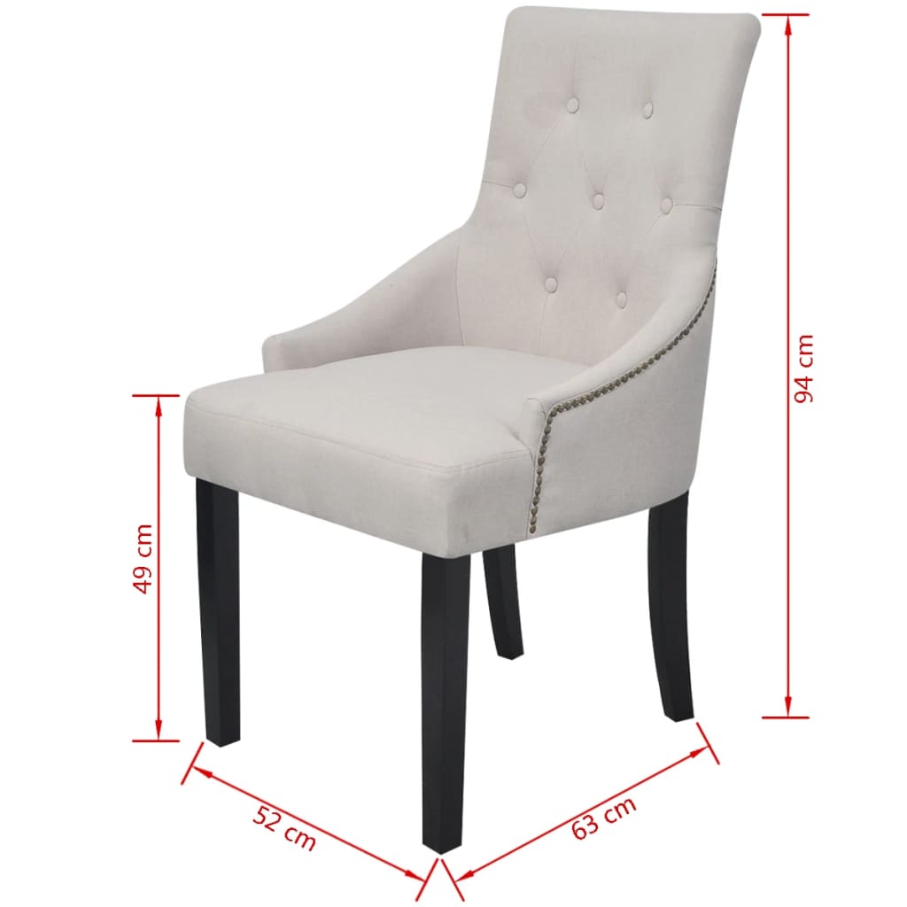 vidaXL Krzesła stołowe, 4 szt., kremowa szarość, tkanina