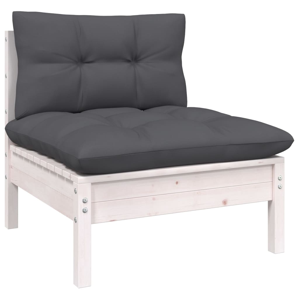 vidaXL 3-osobowa sofa ogrodowa z antracytowymi poduszkami, sosnowa