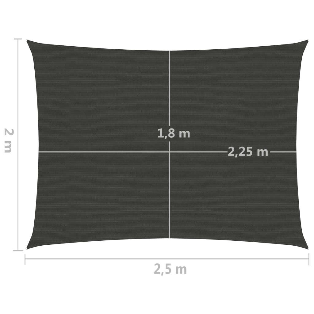 vidaXL Żagiel przeciwsłoneczny, 160 g/m², antracytowy, 2x2,5 m, HDPE