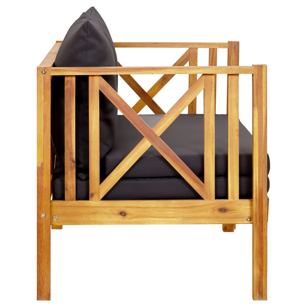 vidaXL 2-osobowa ławka ogrodowa z poduszkami, 122 cm, drewno akacjowe