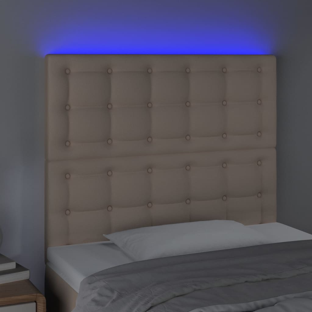 vidaXL Zagłówek do łóżka, cappuccino, 90x5x118/128 cm, sztuczna skóra