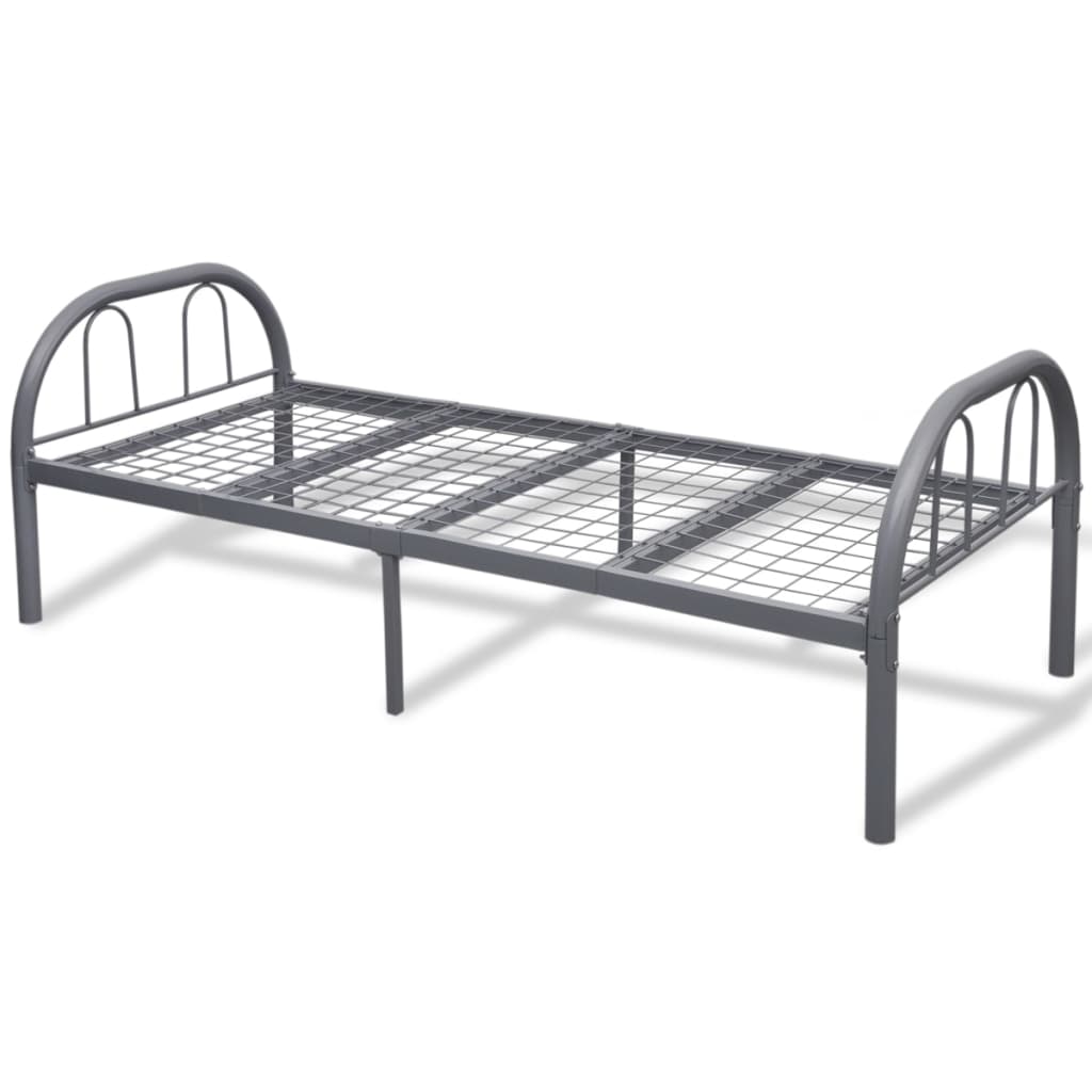 vidaXL Rama łóżka, szara, metalowa, 75x200 cm