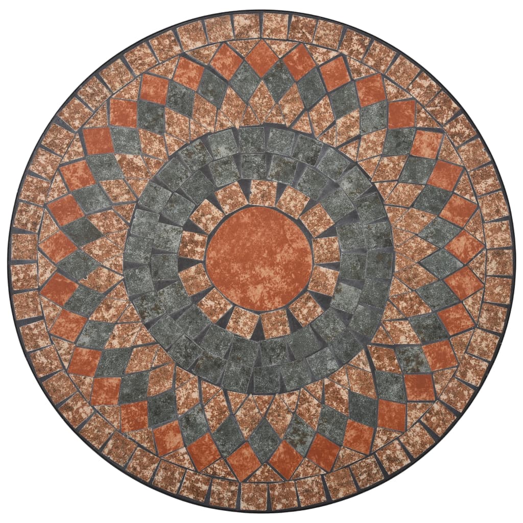 vidaXL 3-cz. zestaw mebli bistro z mozaiką, szary/pomarańcz, ceramika