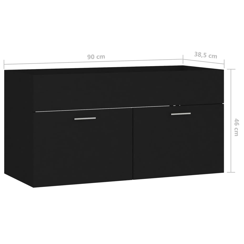 vidaXL Szafka pod umywalkę, czarna, 90x38,5x46 cm, płyta wiórowa