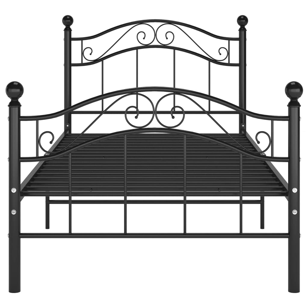 vidaXL Rama łóżka, czarna, metalowa, 90 x 200 cm