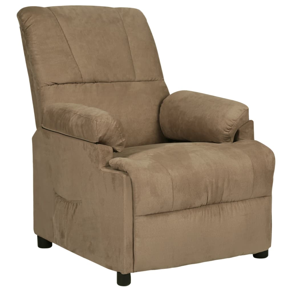 vidaXL Elektryczny fotel rozkładany, kolor taupe, sztuczny zamsz