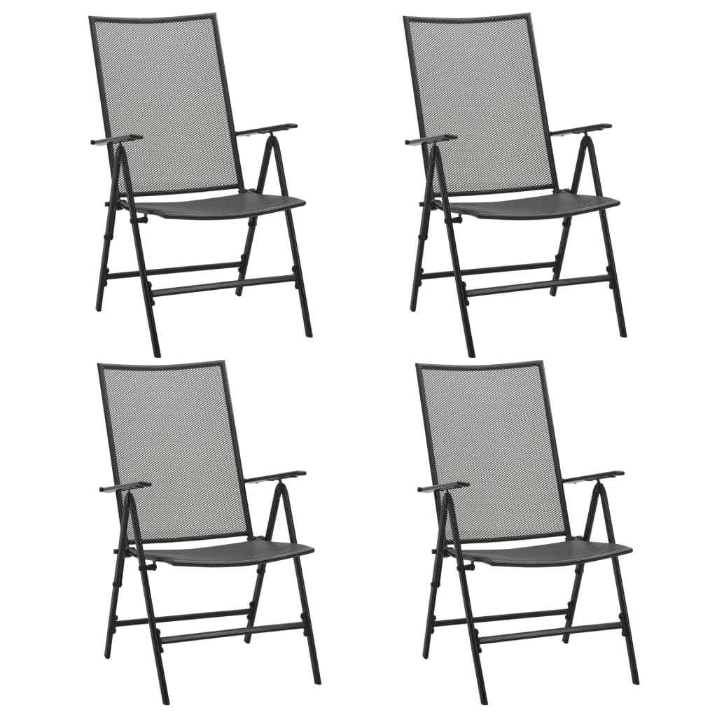 vidaXL Składane krzesła z siatką, 4 szt., stalowe, antracytowe